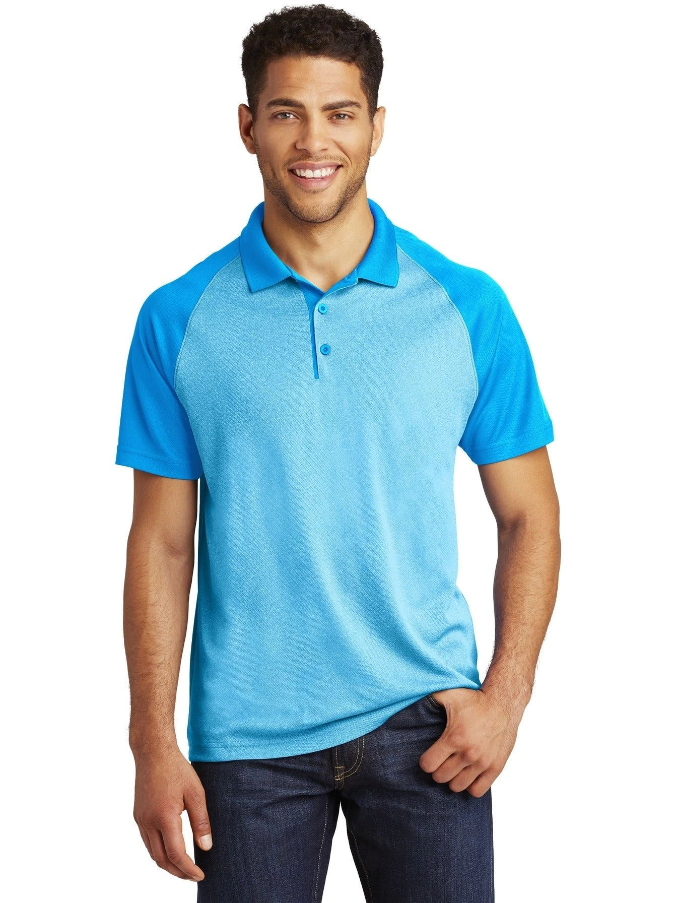 Sport-Tek Raglan Heather Block Polo 3 Sport-Tek Raglan Heather Block Polo - Image 3