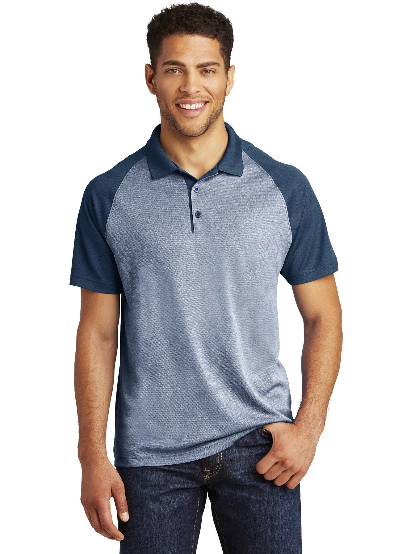 Sport-Tek Raglan Heather Block Polo 4 Sport-Tek Raglan Heather Block Polo - Image 4