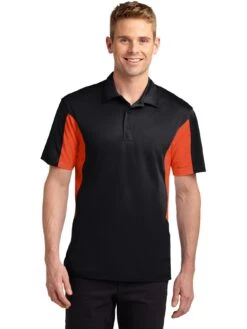 Sport-Tek Side Blocked Micropique Polo Shirt -Thread Logic Store Sport Tek Side Blocked Micropique Polo Shirt BlackDeep Orange S 2