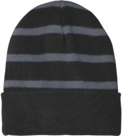 Sport-Tek Striped Beanie Solid Band 10 Sport-Tek Striped Beanie Solid Band -Thread Logic Store Sport Tek Striped Beanie Solid Band BlackIron Grey OSFA 2