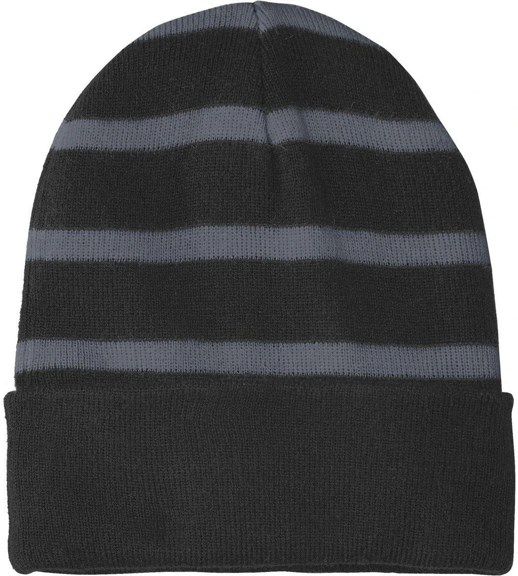 Sport-Tek Striped Beanie Solid Band 3 Sport-Tek Striped Beanie Solid Band - Image 3