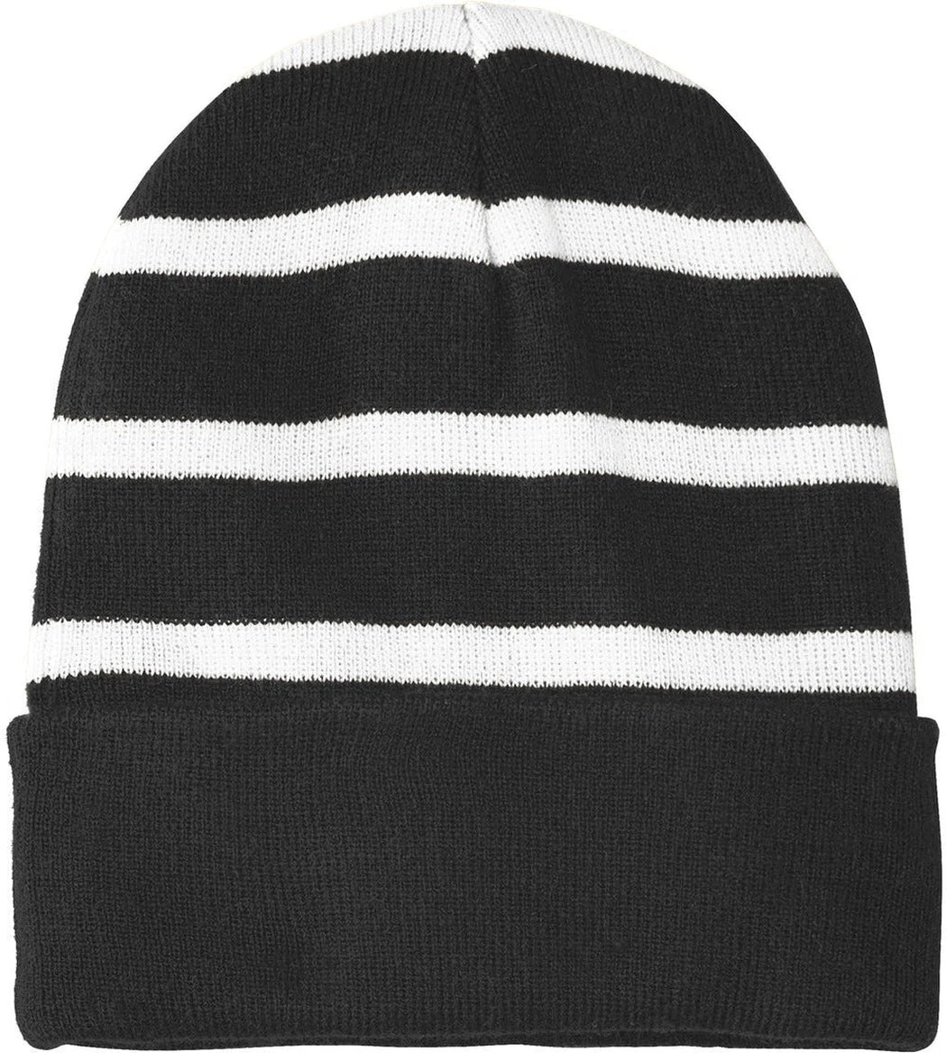 Sport-Tek Striped Beanie Solid Band 5 Sport-Tek Striped Beanie Solid Band - Image 5