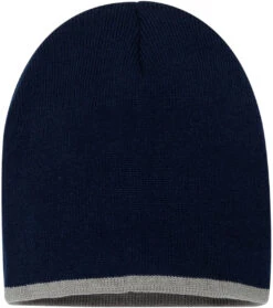 Sportsman 8" Bottom-Striped Knit Beanie -Thread Logic Store Sportsman 8 Bottom Striped Knit Beanie NavyGrey 1 Size 5