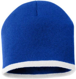 Sportsman 8" Bottom-Striped Knit Beanie -Thread Logic Store Sportsman 8 Bottom Striped Knit Beanie RoyalWhite 1 Size 11