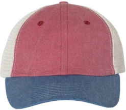Sportsman Pigment-Dyed Trucker Cap -Thread Logic Store Sportsman Pigment Dyed Trucker Cap CardinalRoyalStone OSFA 13