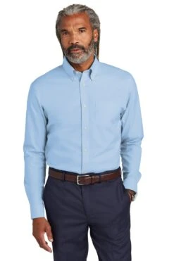 Brooks Brothers Tall Wrinkle-Free Stretch Pinpoint Shirt -Thread Logic Store TBB18000 newportblue model front 79a0eaa7 a4fa 4a82 af20 93e92039d4eb