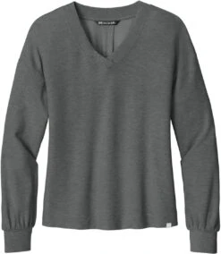 OUTLET-TravisMathew Ladies Long Weekend V-Neck -Thread Logic Store TM1LD009 darkgreyheather flat front