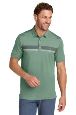 TravisMathew Glenview Stripe Polo 18 TravisMathew Glenview Stripe Polo -Thread Logic Store TMA41462 laurelgreen model front