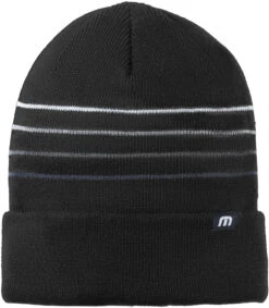TravisMathew Striped Cuffed Beanie -Thread Logic Store TravisMathew Striped Cuffed Beanie Black 1 Size 1