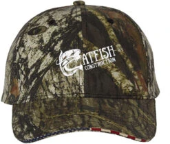 Outdoor Cap Camo With Flag Sandwich Visor Cap