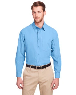 UltraClub Bradley Performance Woven Shirt -Thread Logic Store UltraClub Bradley Performance Woven Shirt Columbia Blue S 4