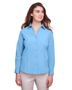 UltraClub Ladies Bradley Performance Woven Shirt -Thread Logic Store UltraClub Ladies Bradley Performance Woven Shirt Columbia Blue S 4