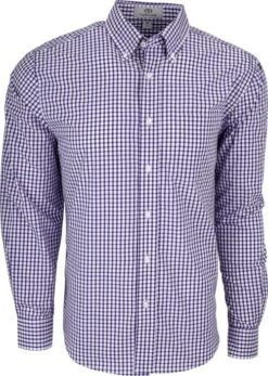 Vantage Easy-Care Gingham Check Shirt -Thread Logic Store Vantage Easy Care Gingham Check Shirt PurpleWhite S 7