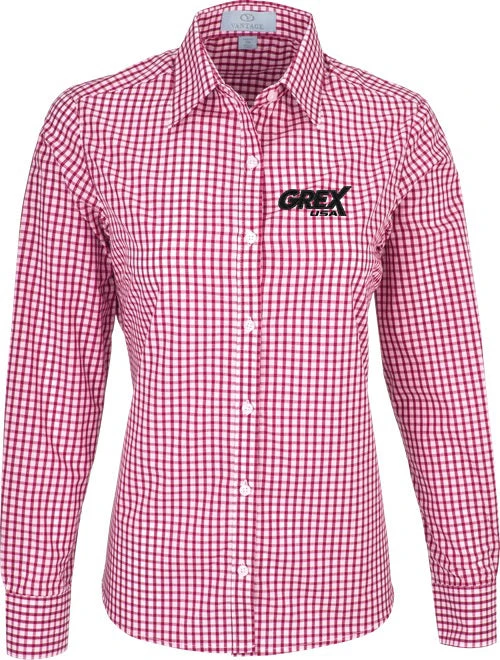 Vantage Ladies Easy-Care Gingham Check Shirt 1 Vantage Ladies Easy-Care Gingham Check Shirt
