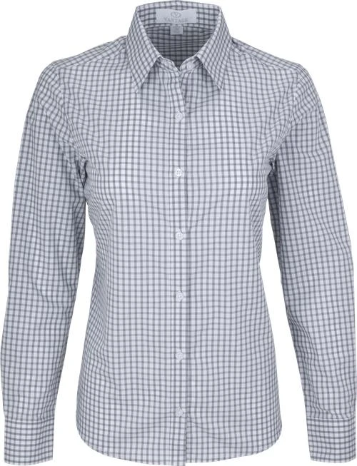 Vantage Ladies Easy-Care Gingham Check Shirt 3 Vantage Ladies Easy-Care Gingham Check Shirt - Image 3