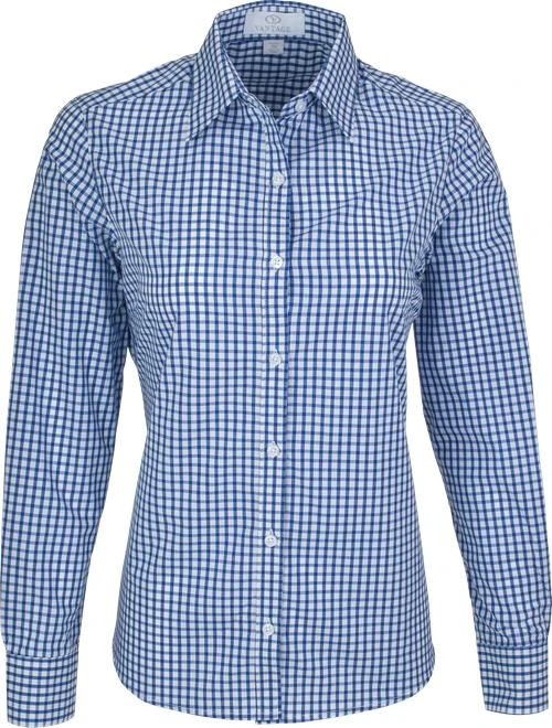 Vantage Ladies Easy-Care Gingham Check Shirt 7 Vantage Ladies Easy-Care Gingham Check Shirt - Image 7