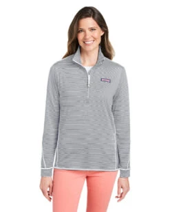 Vineyard Vines Ladies Microstripe Sankaty Half-Zip Pullover -Thread Logic Store Vineyard Vines Ladies Microstripe Sankaty Half Zip Pullover Heather Grey XS 2