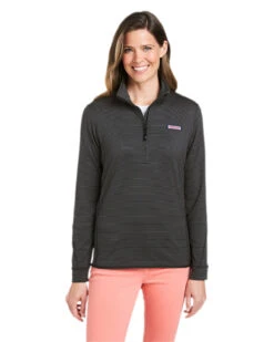 Vineyard Vines Ladies Microstripe Sankaty Half-Zip Pullover -Thread Logic Store Vineyard Vines Ladies Microstripe Sankaty Half Zip Pullover Jet Black XS 3