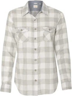 Weatherproof Ladies Vintage Brushed Flannel Long Sleeve Shirt -Thread Logic Store Weatherproof Ladies Vintage Brushed Flannel Long Sleeve Shirt Heather GreyWhite S 4